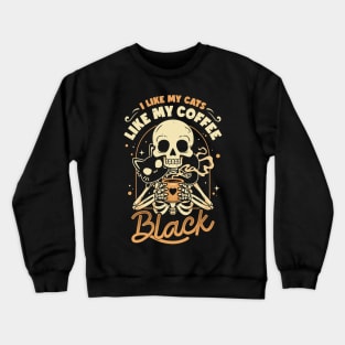 Black Cats and Coffee - Funny Skeleton Crewneck Sweatshirt